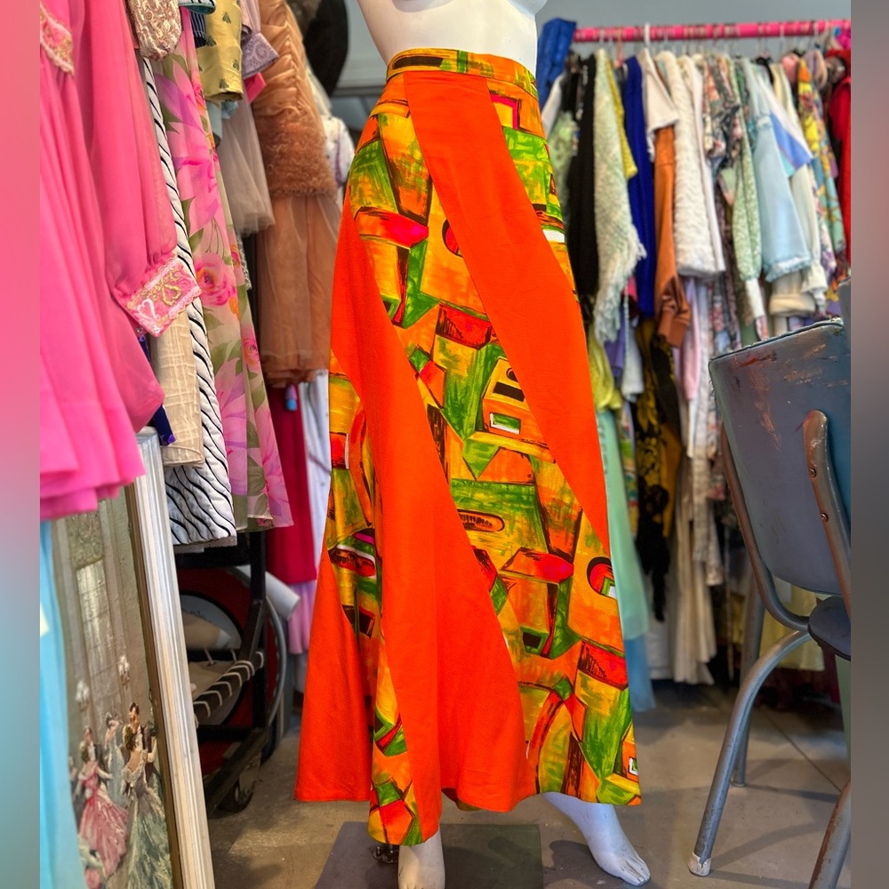 70s Neon Hippie Twirling Skirt